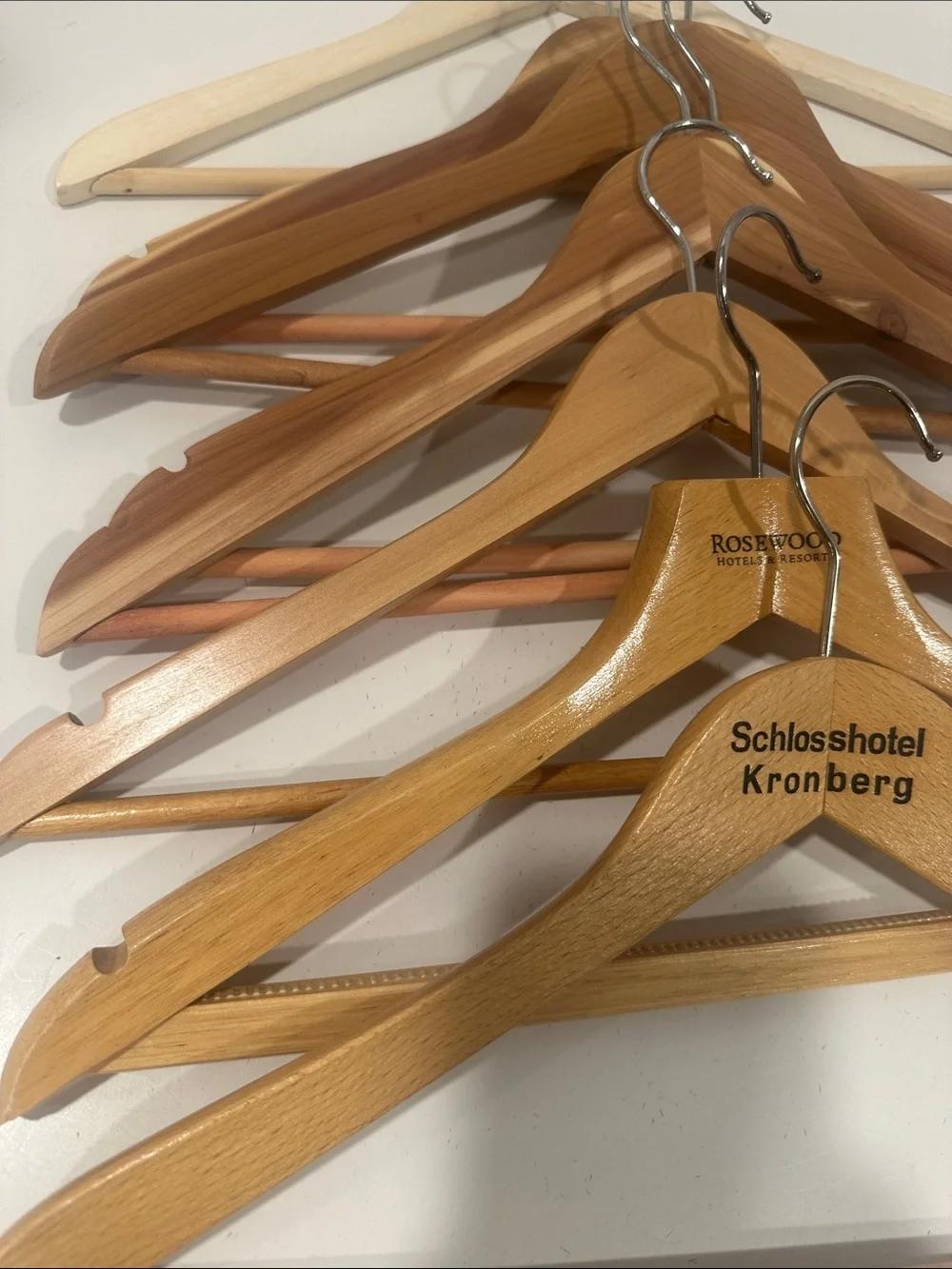 8 Wooden Hangers with Metal Hook - Natural Wood
